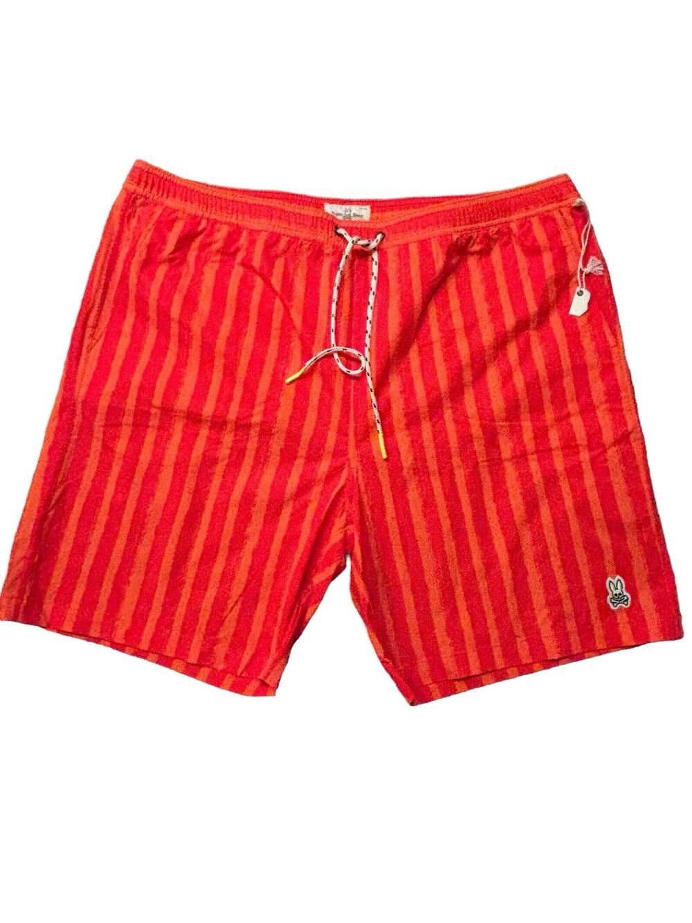 Psycho Bunny Torver Swim Trunks 3XL Orange Stripe Clown Fish 9" Inseam NWOT